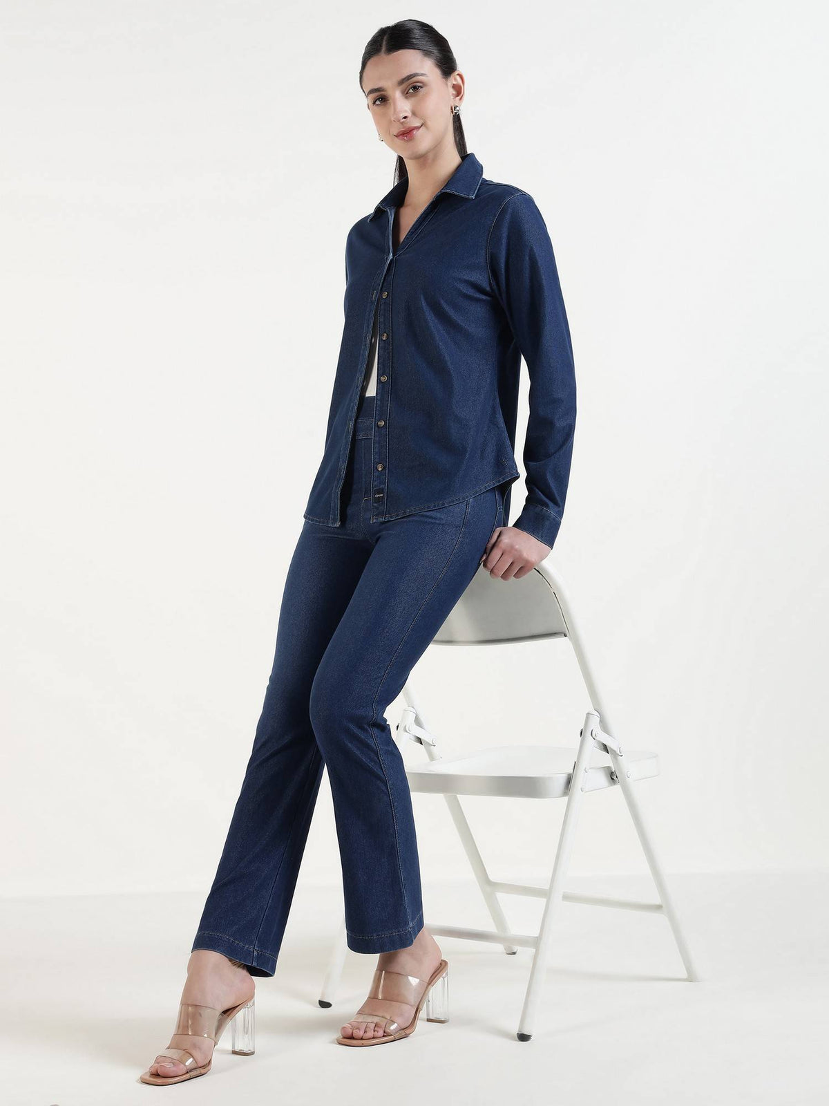 Women New Blue Relaxed Straight Leg Jeggings | RF89 - view 2