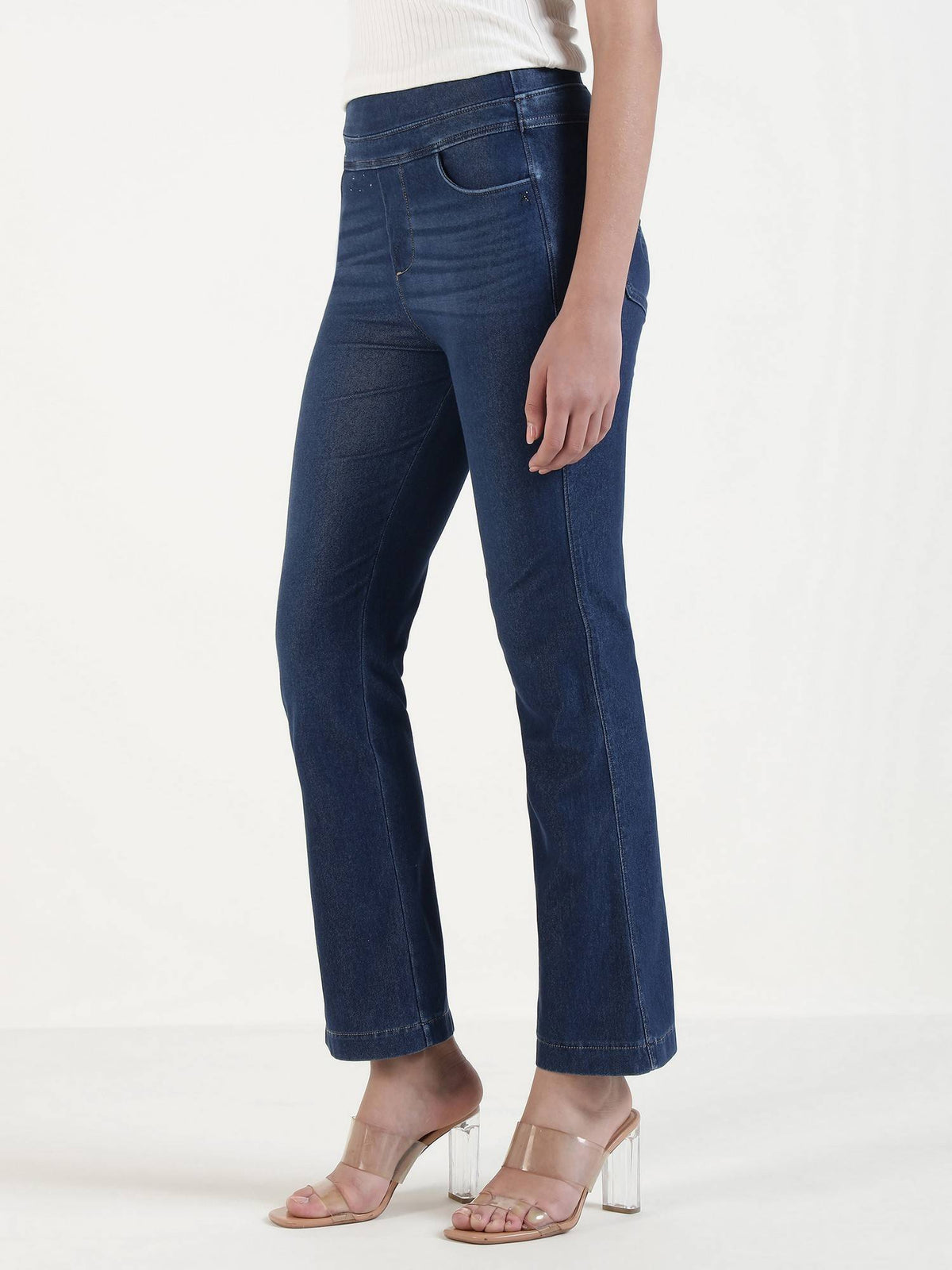 Women New Blue Relaxed Straight Leg Jeggings | RF89 - view 3