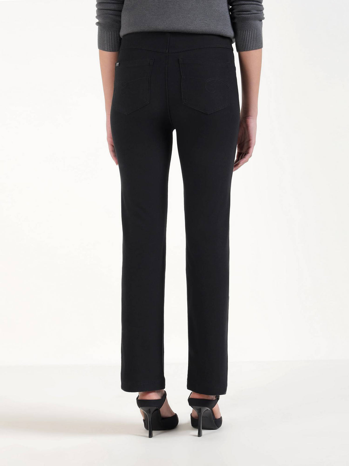 Women Black Relaxed Straight Leg Jeggings | RF89 - view 5