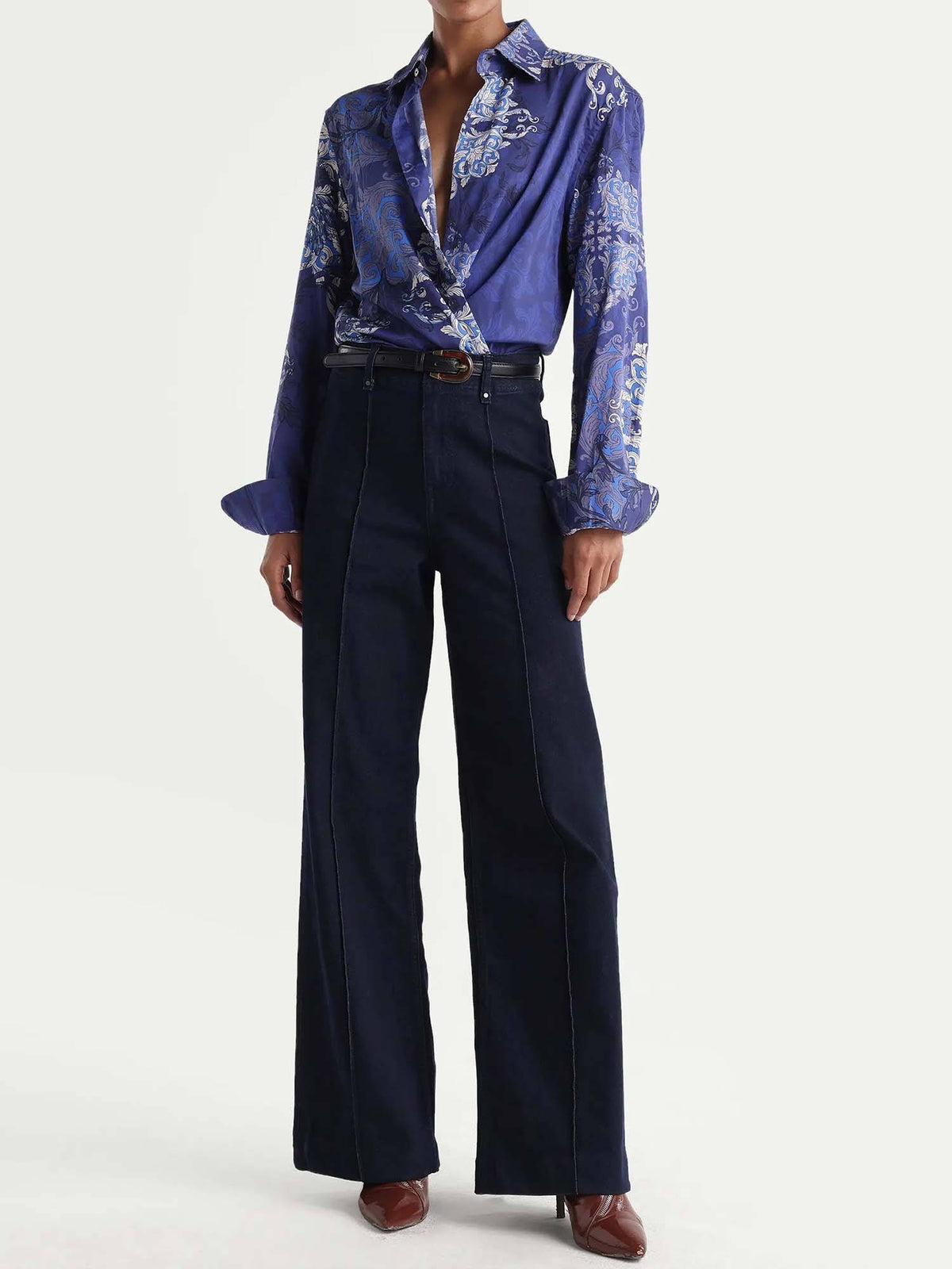 PINTUCK WIDE LEG DENIM - Navy Blue | WL90 - view 1