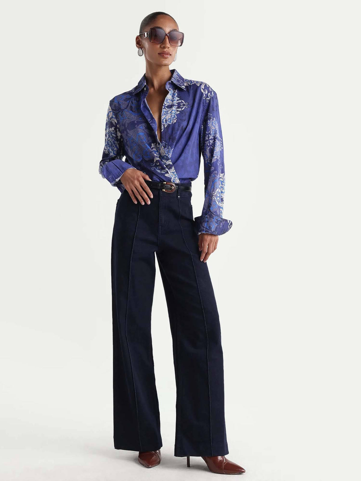 PINTUCK WIDE LEG DENIM - Navy Blue | WL90 - view 2