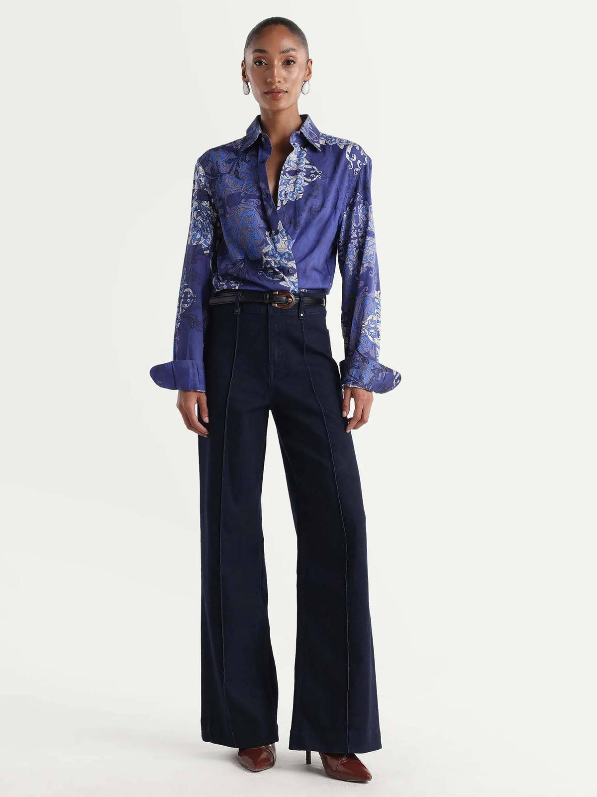 PINTUCK WIDE LEG DENIM - Navy Blue | WL90 - view 3