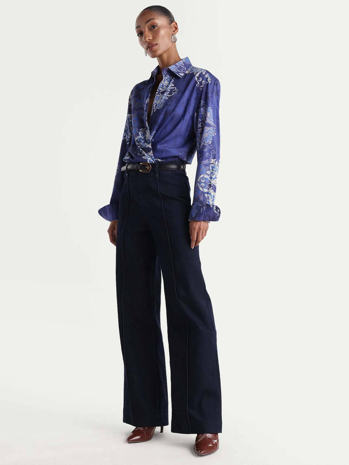 PINTUCK WIDE LEG DENIM - Navy Blue | WL90 - view 5
