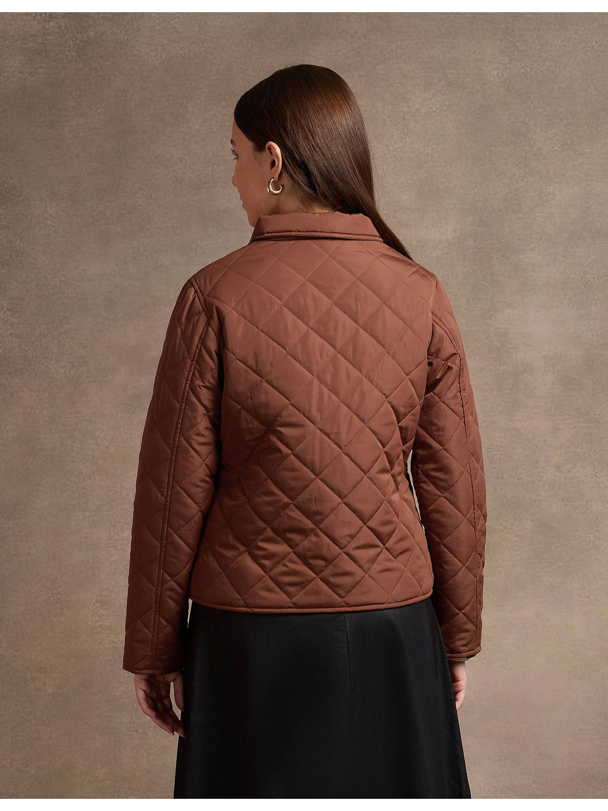 Tan Peter Pan Collar Puffer Jacket | JC78 - view 5