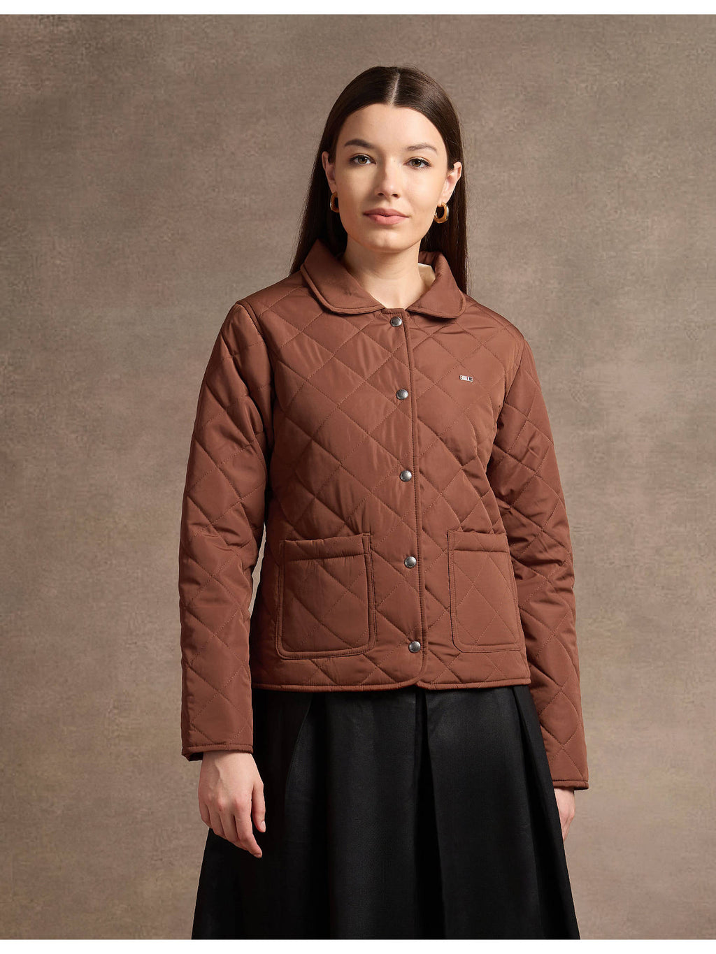 Tan Peter Pan Collar Puffer Jacket | JC78 - view 6