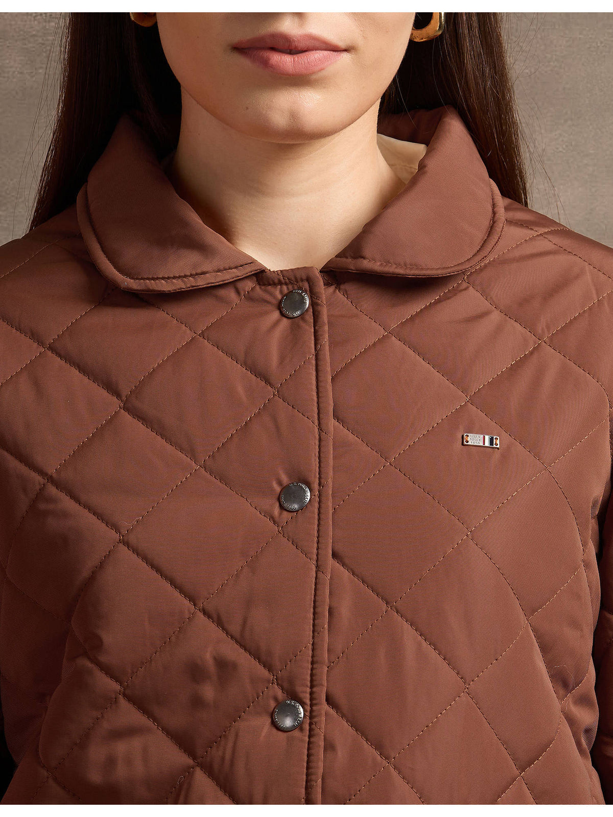 Tan Peter Pan Collar Puffer Jacket | JC78 - view 7