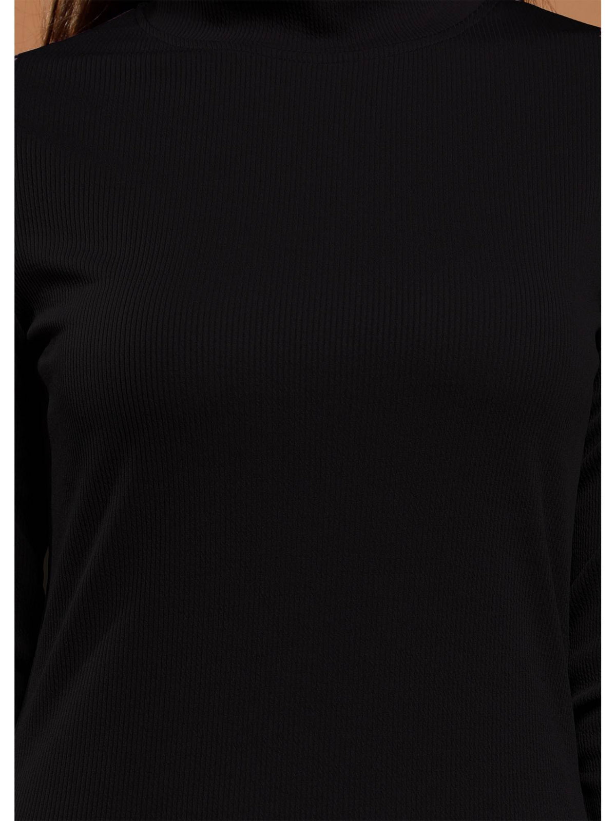 Black Full Sleeves High Neck Solid Bodycon Casual Dress | D56 - view 5