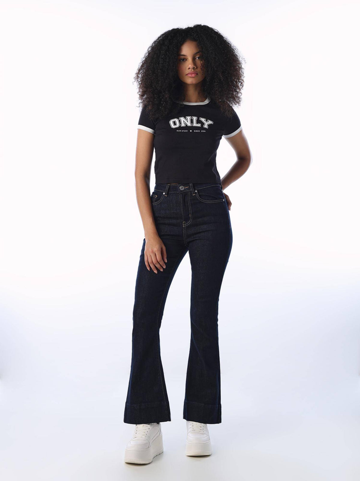 Women Black Cotton T-Shirt | O24 - view 2