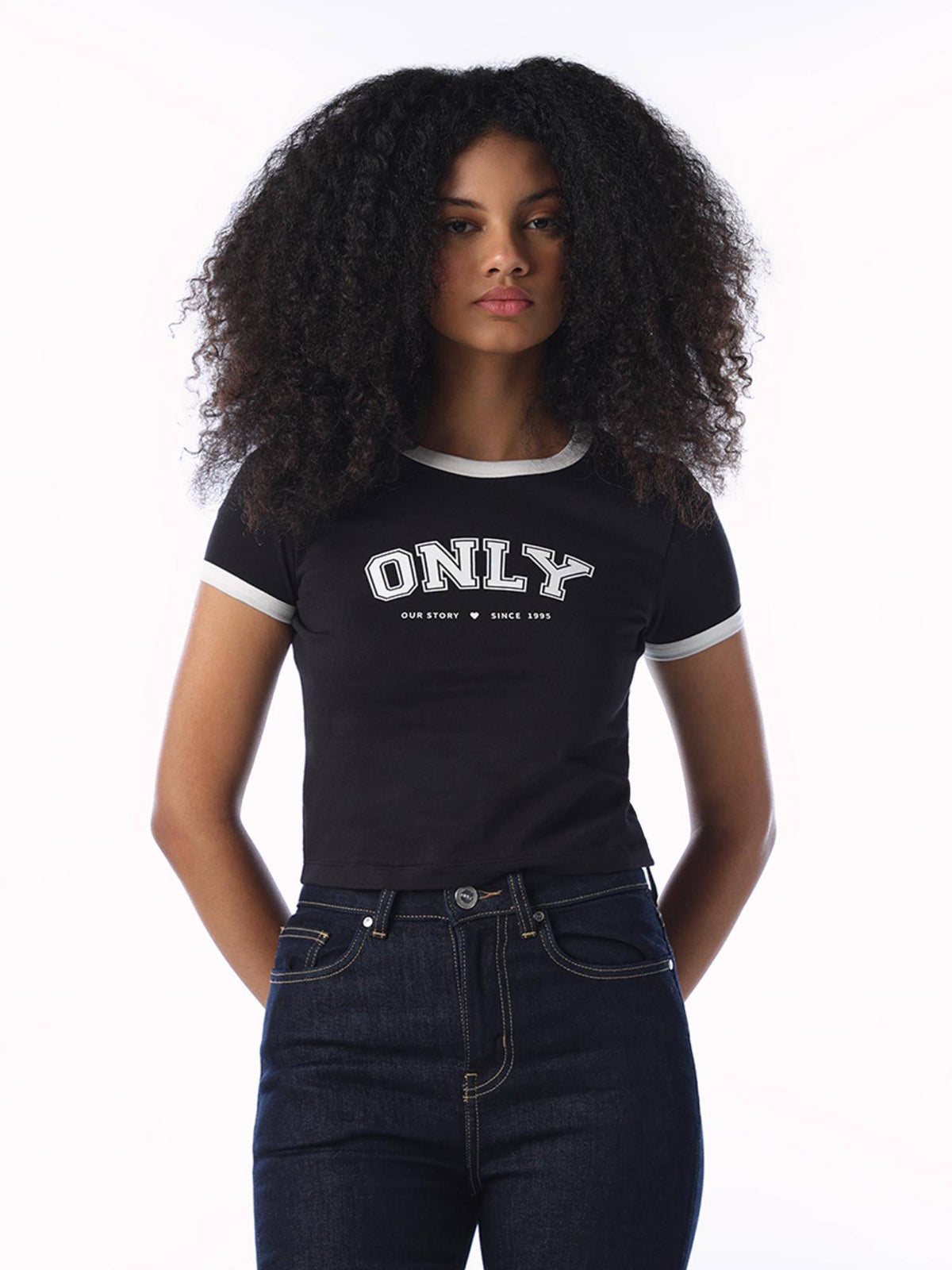 Women Black Cotton T-Shirt | O24 - view 3