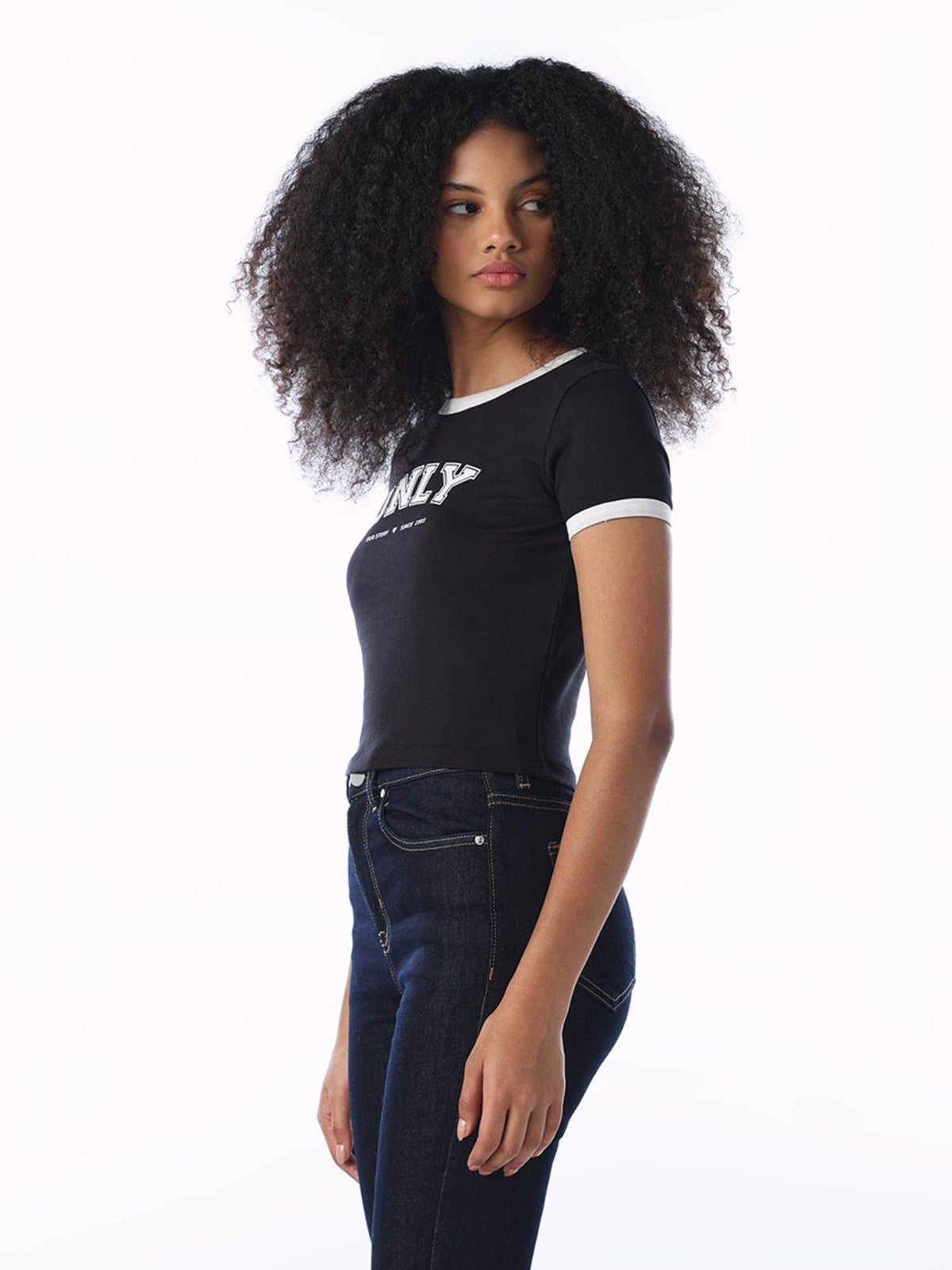 Women Black Cotton T-Shirt | O24 - view 5