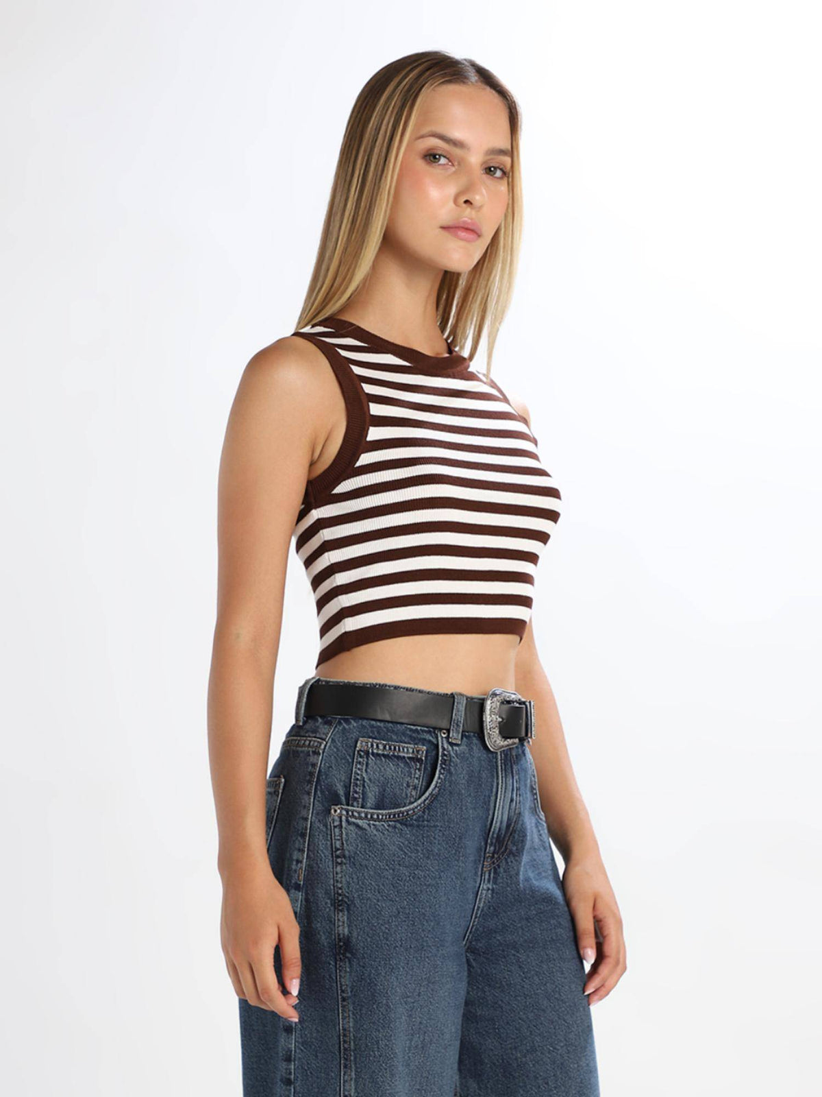 Women Brown Viscose Blend Tank Top | TT98 - view 4