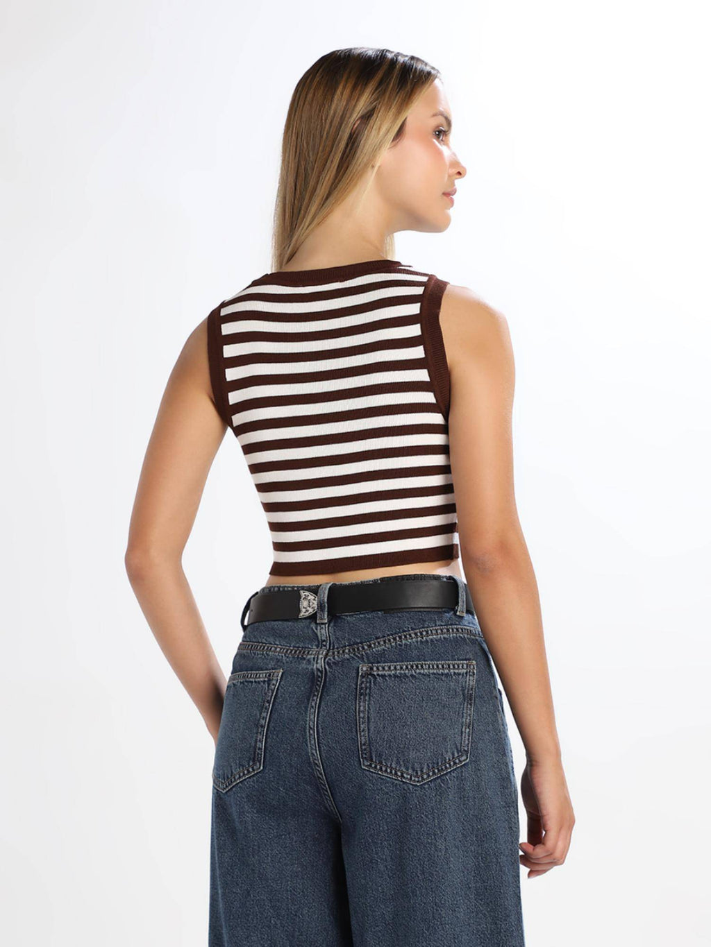 Women Brown Viscose Blend Tank Top | TT98 - view 6