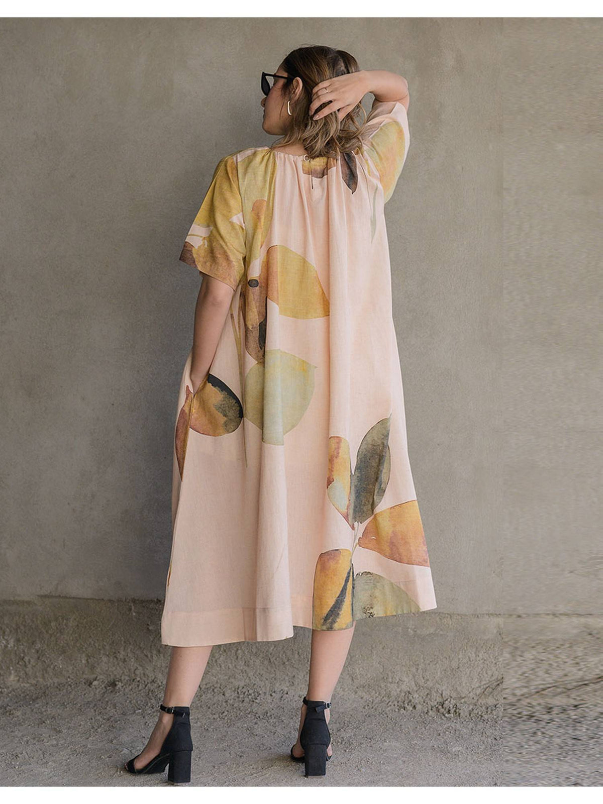 Women Creamy Cotton Cocoa Dress. | D56 - view 2