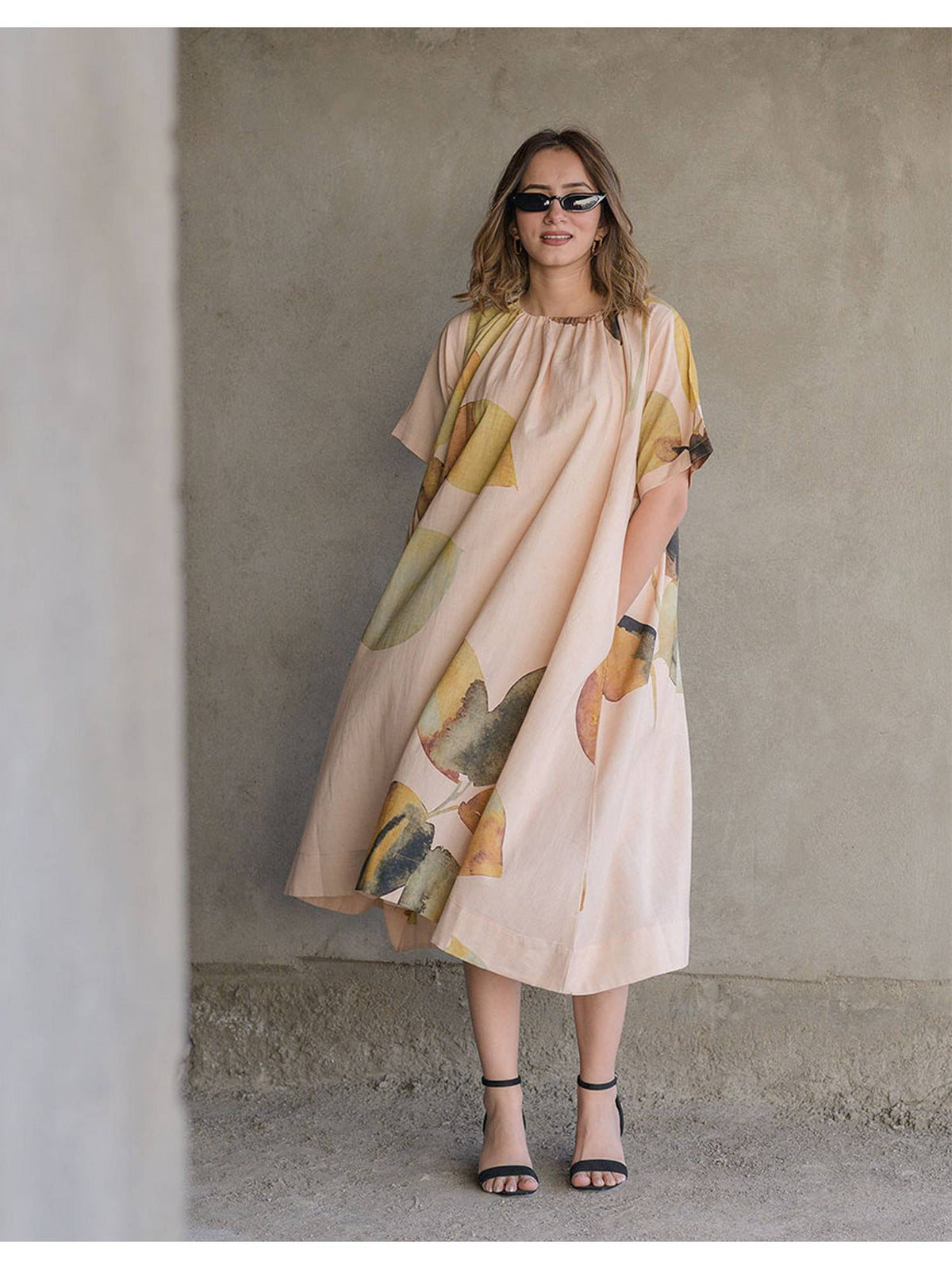 Women Creamy Cotton Cocoa Dress. | D56 - view 5