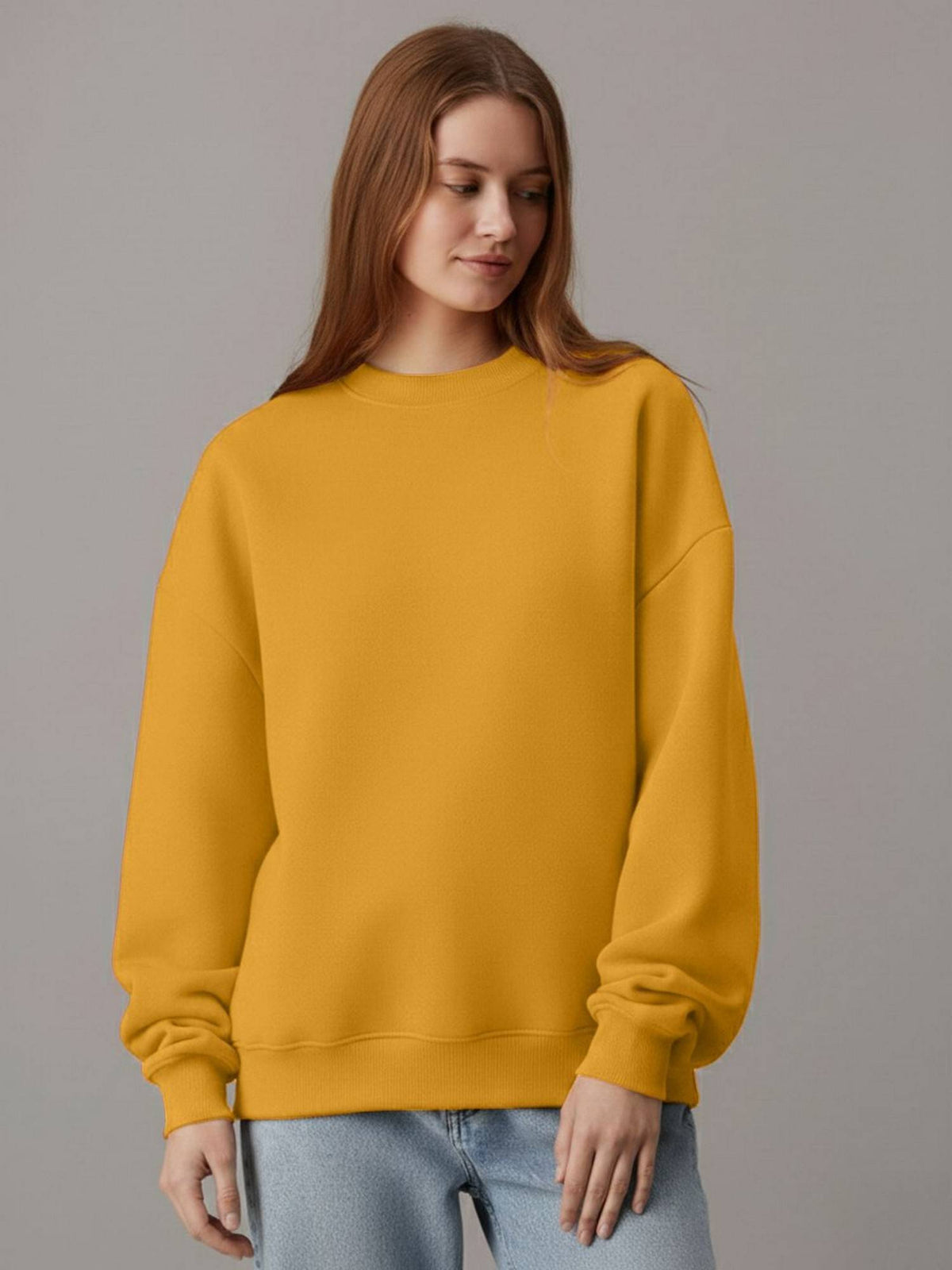 Women Brown Fleece Solid Loose Fit Sweatshirt | SS90 - view 6