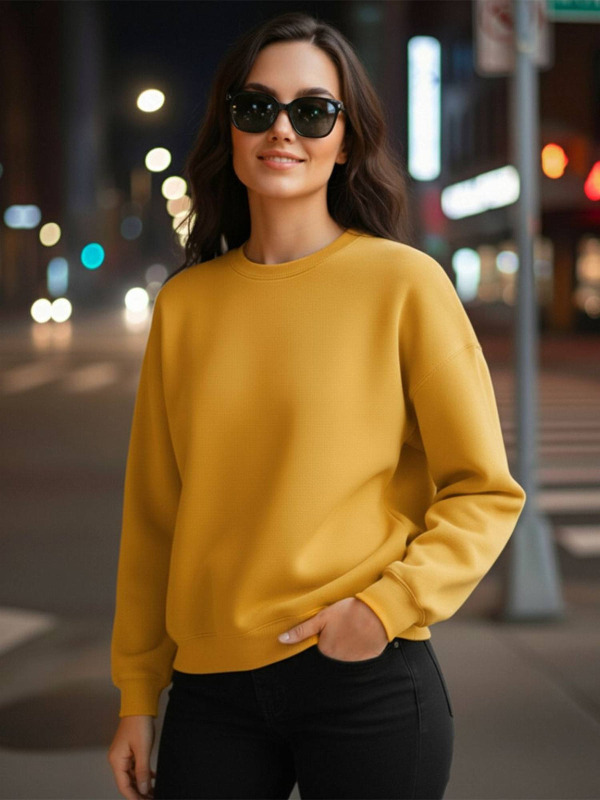 Women Grey Fleece Solid Regular Fit Sweatshirt | SS90 - view 5