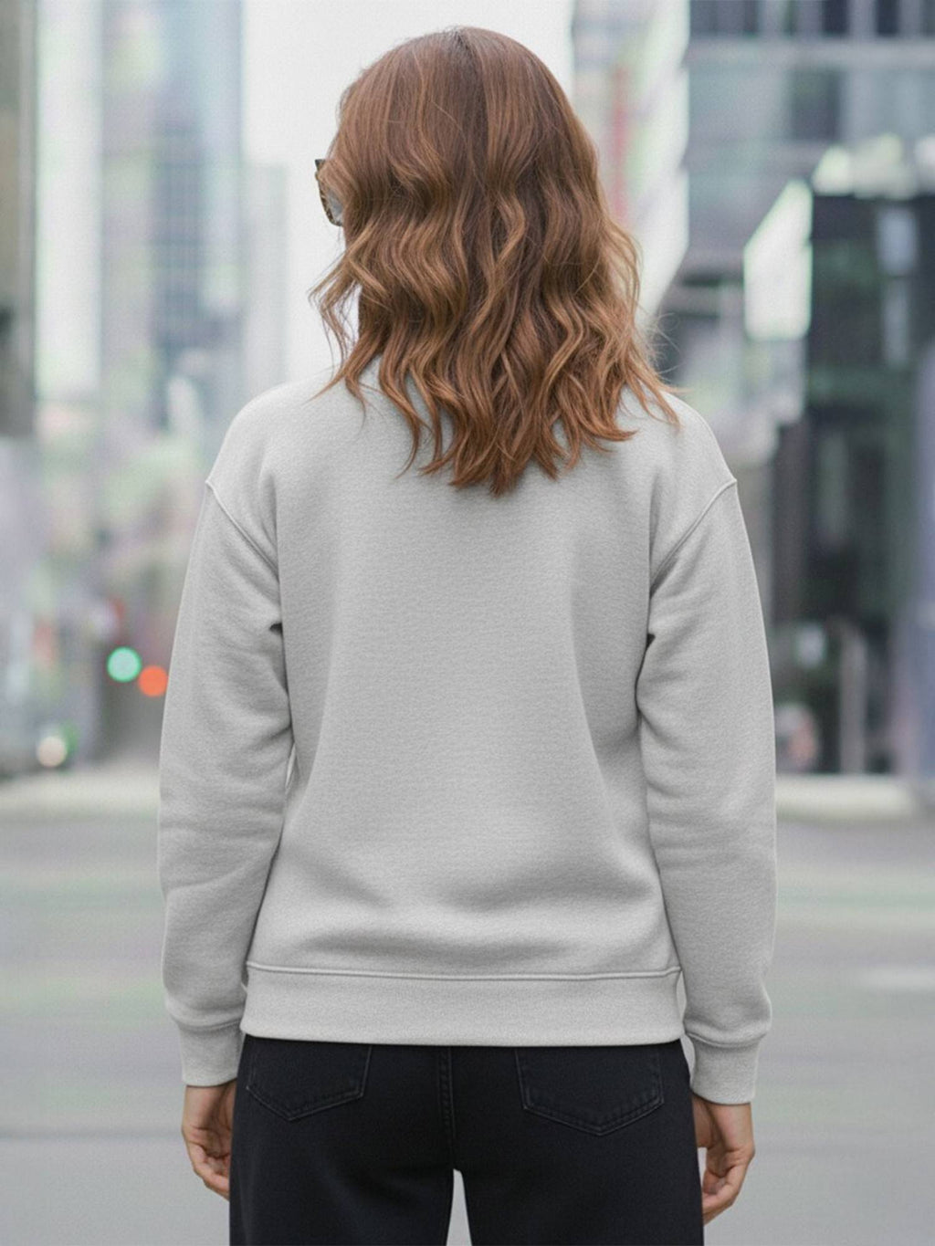 Women Grey Fleece Solid Loose Fit Sweatshirt | SS90 - view 4