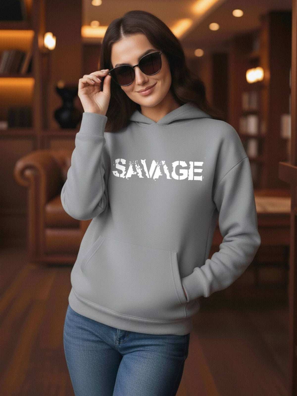 Women Navy Blue Fleece Graphic Hoodies | SS90 - view 6