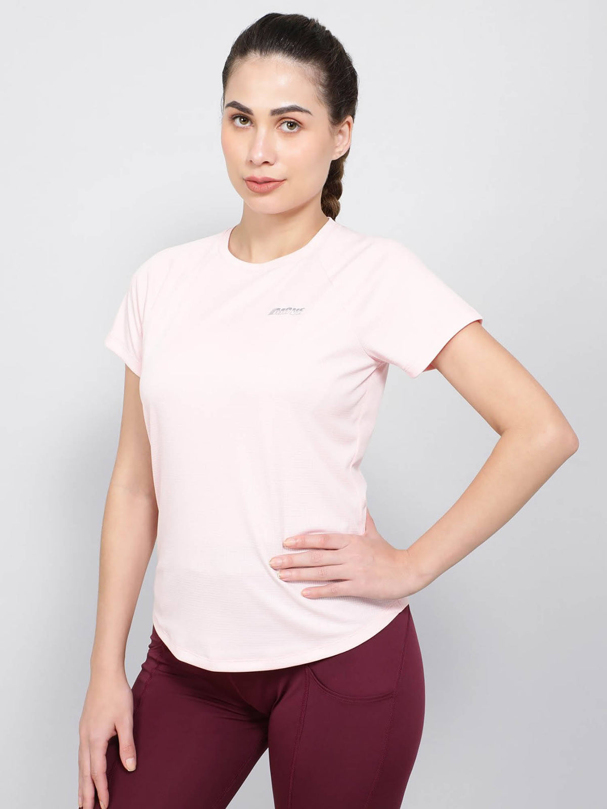 MW73 Women Microfiber Fabric Half Sleeve Active Wear T-Shirt - Almond Blossom | TT89 - view 2