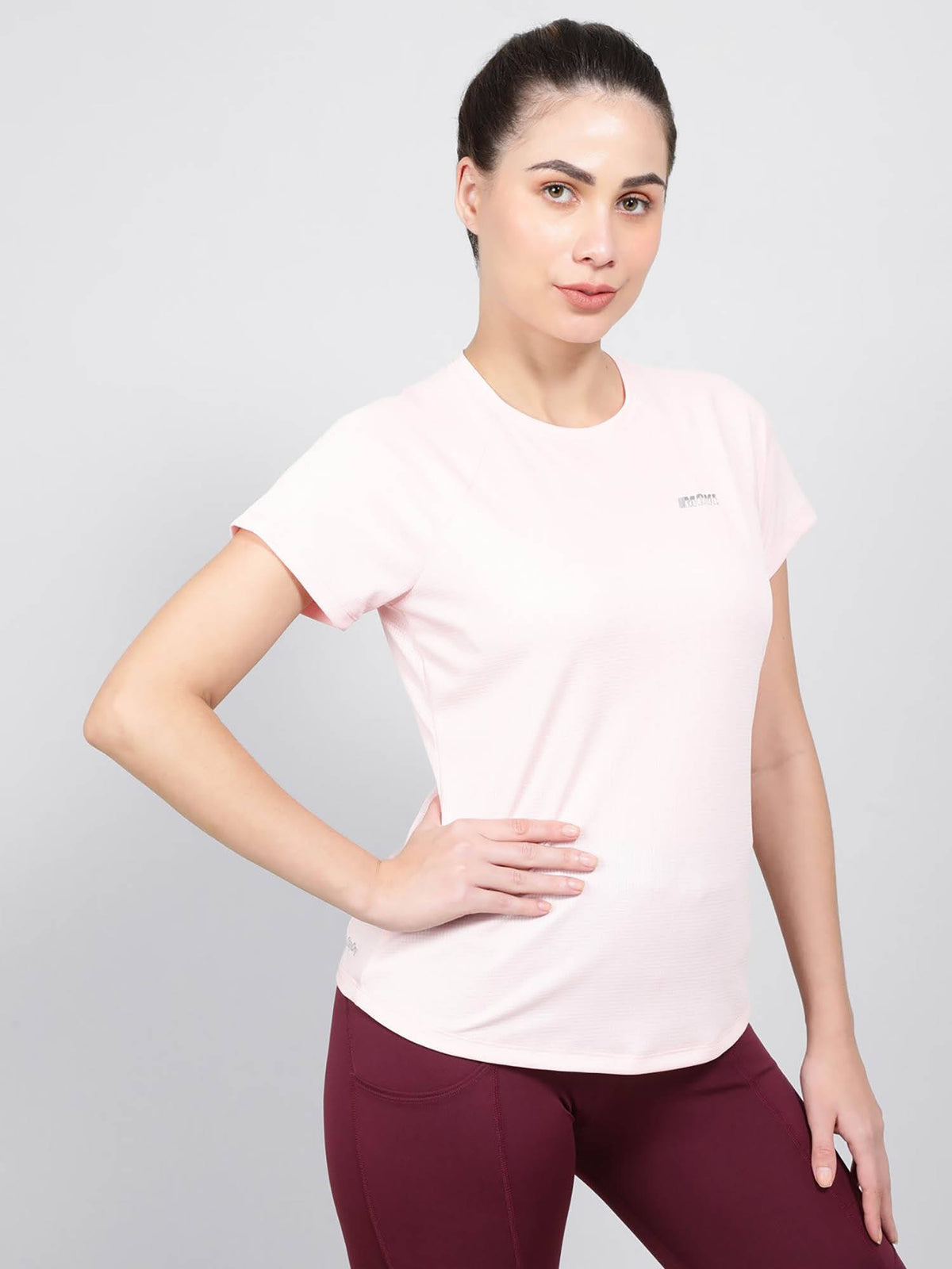 MW73 Women Microfiber Fabric Half Sleeve Active Wear T-Shirt - Almond Blossom | TT89 - view 3