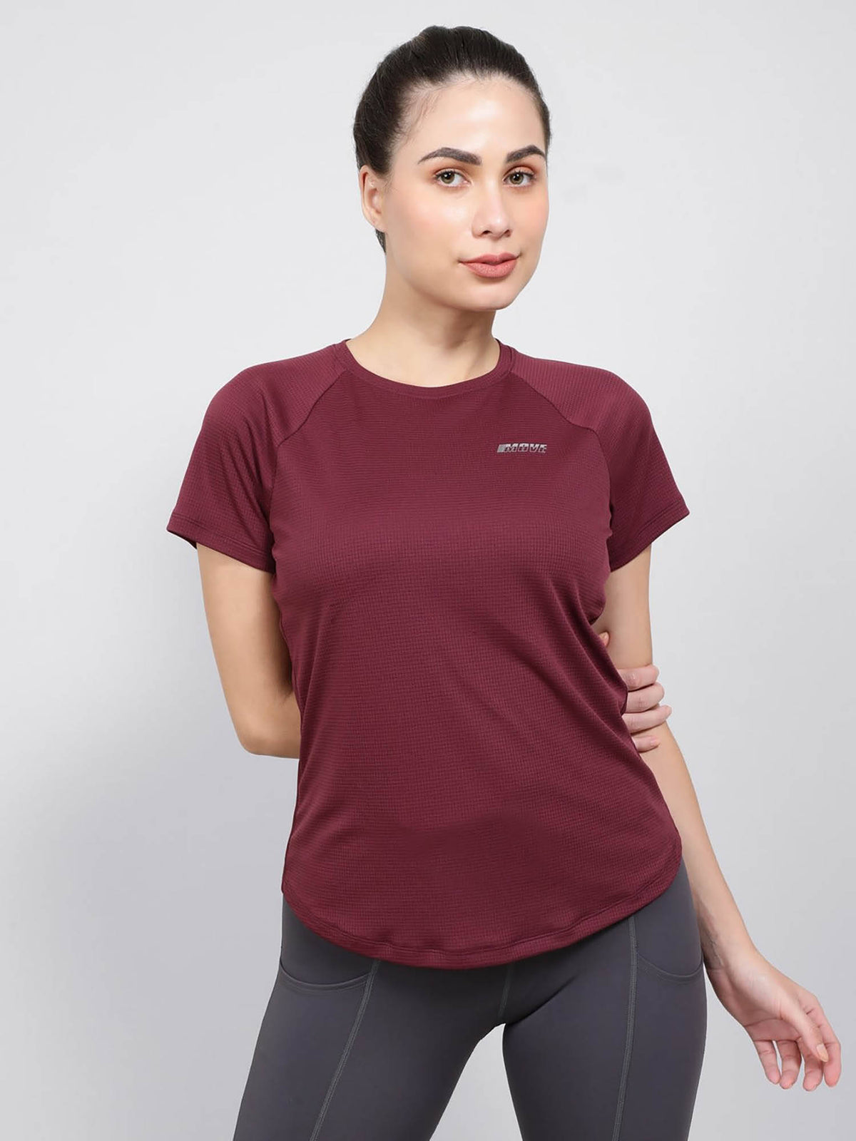 MW73 Women Microfiber Fabric Half Sleeve Active Wear T-Shirt - Almond Blossom | TT89 - view 10