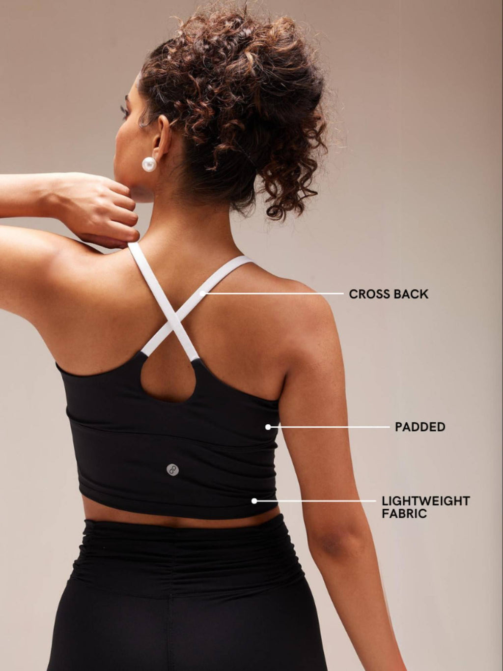 Black Cross Back Sports Bra | sb09 - view 3