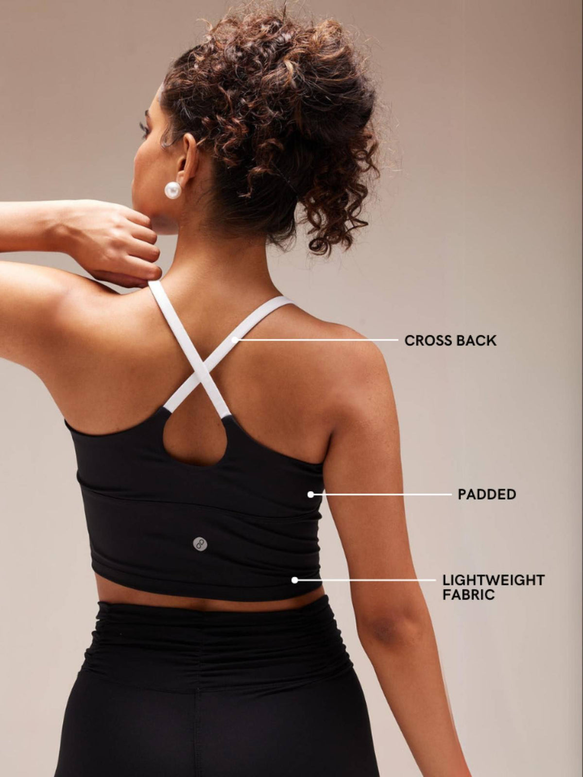 Black Cross Back Sports Bra | sb09 - view 3