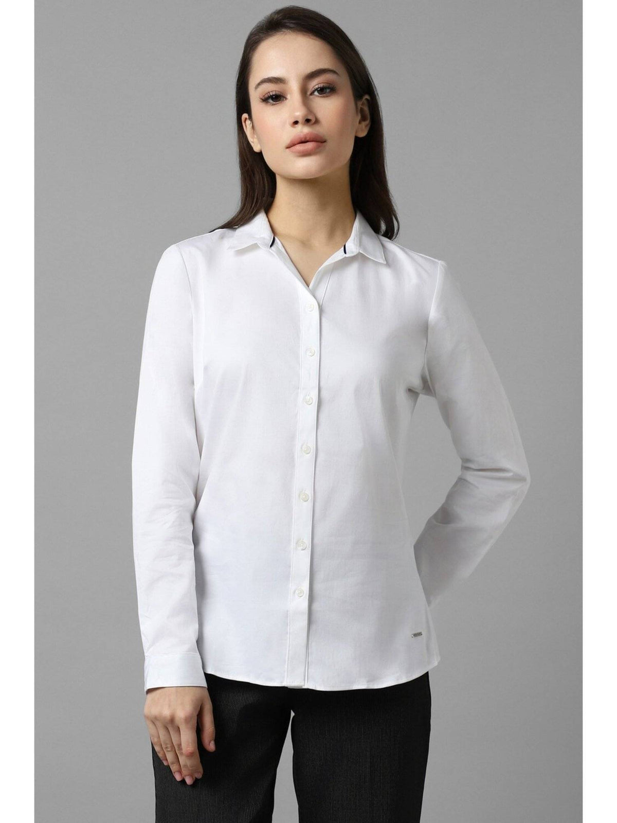 Women White Solid Long Sleeves Shirt | S67 - view 1