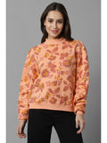 Women Orange Print Round Neck Sweatshirt | HD56 - view 1