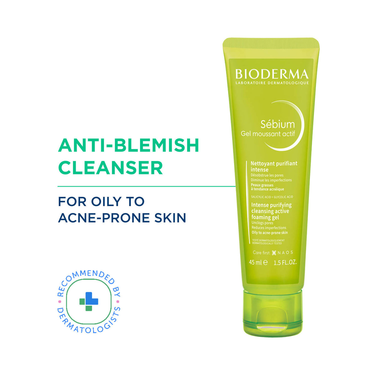 Sebium Gel Moussant Actif Cleanser with Salicylic & Glycolic Acid for Acne Prone, Oily Skin | FC3 - view 1