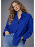 Pure Cotton Oversized Poplin Blue Shirt | S67 - view 1
