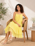 Yellow Solid Regular Cotton Dress | D56 - view 1