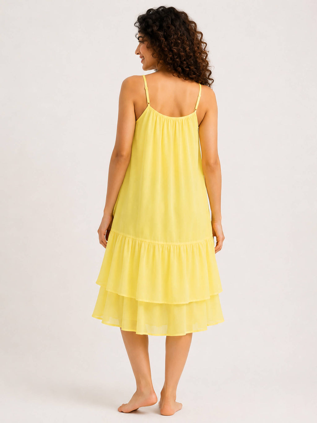 Yellow Solid Regular Cotton Dress | D56 - view 4