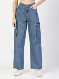 Blue Relaxed Fit Cargo Jeans | ST23 - view 1