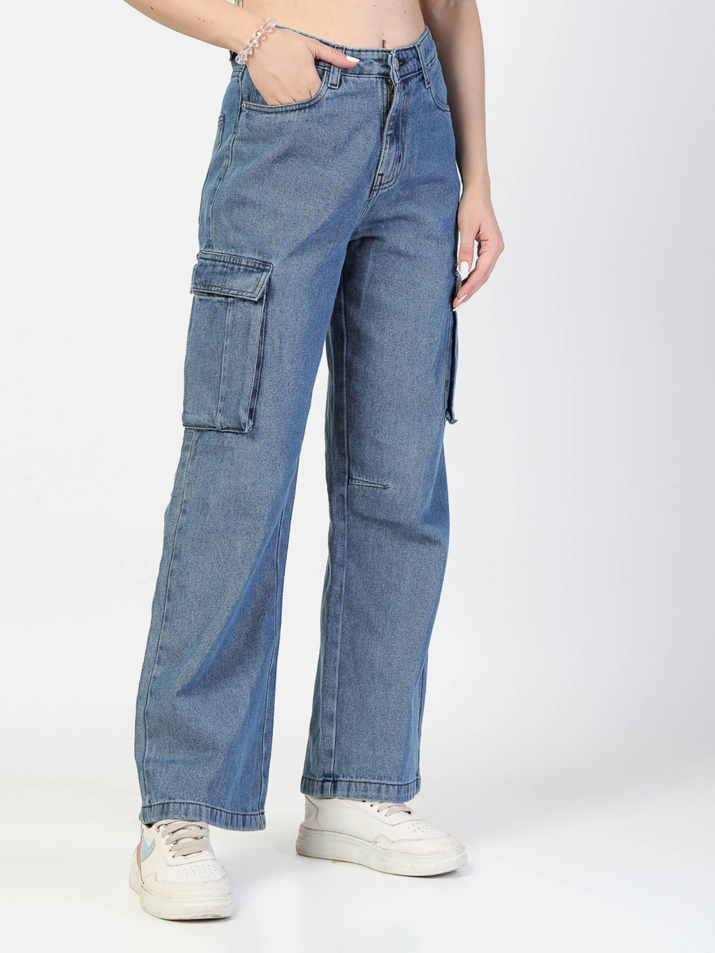 Blue Relaxed Fit Cargo Jeans | ST23 - view 4