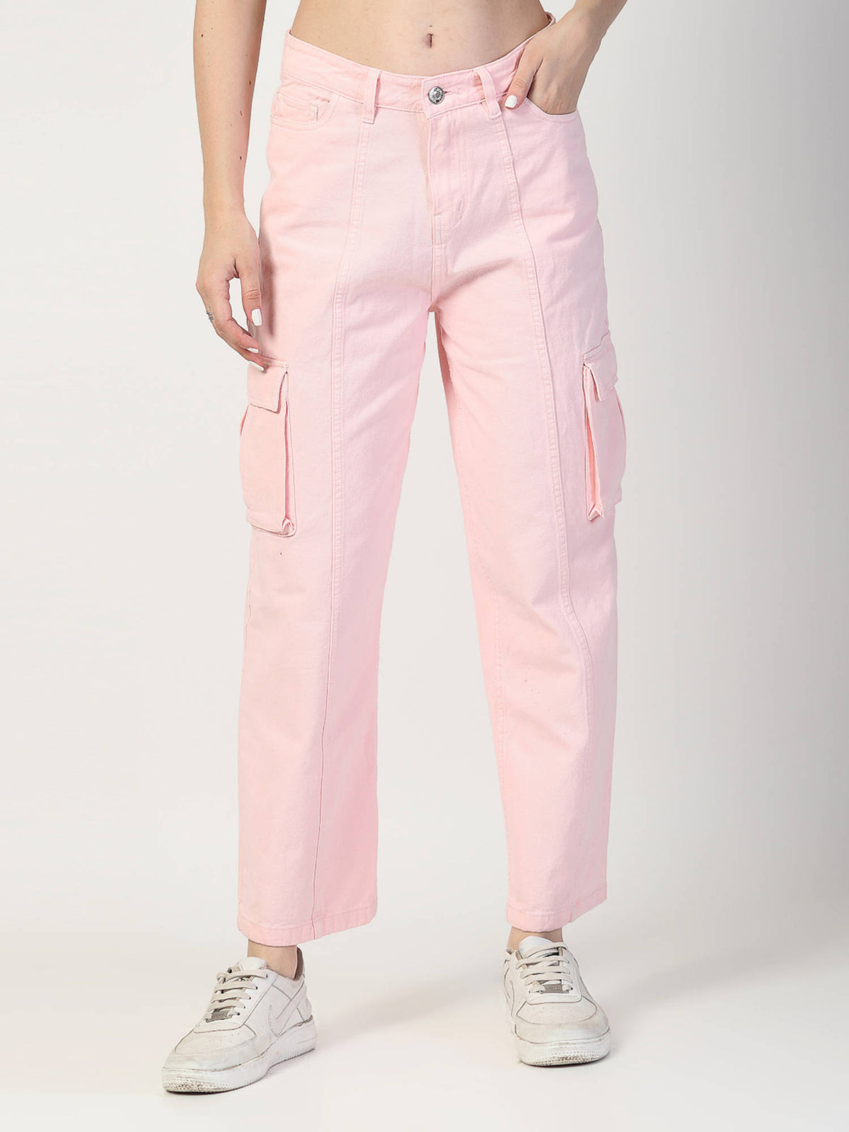Black Relaxed Fit Cargo Jeans | RF89 - view 7