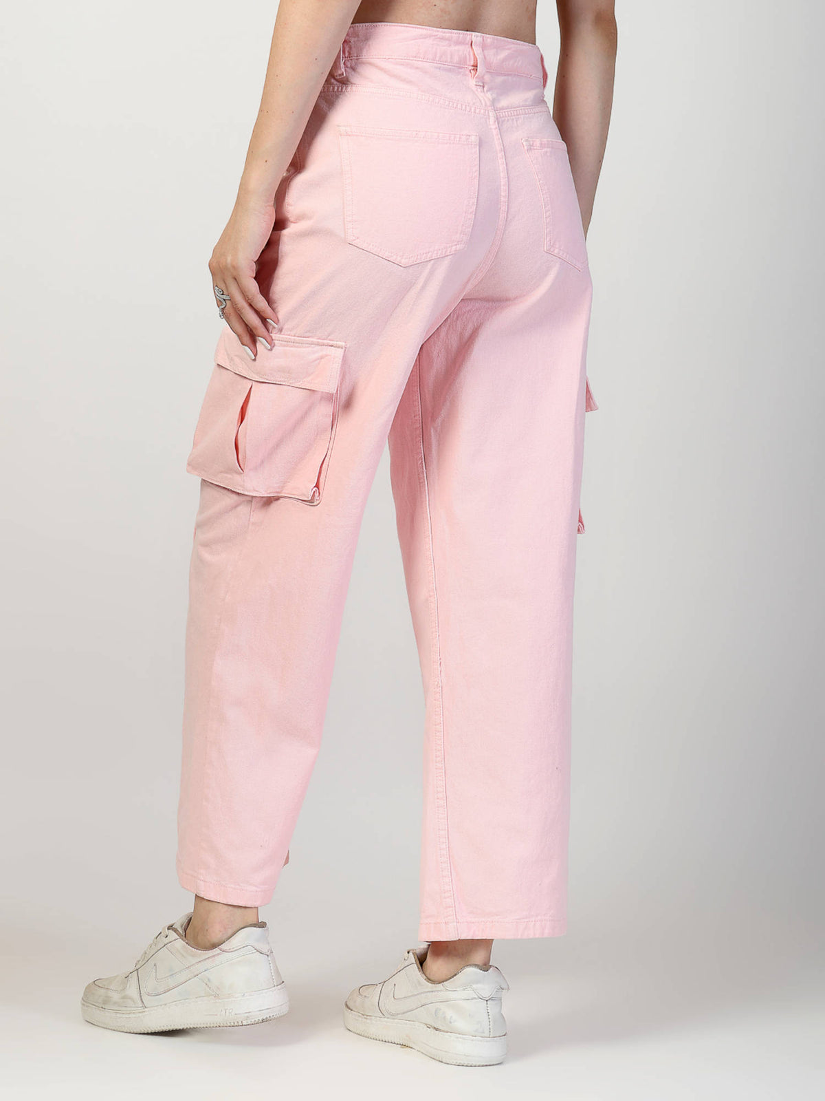 Pink Relaxed Fit Cargo Jeans | RF89 - view 2