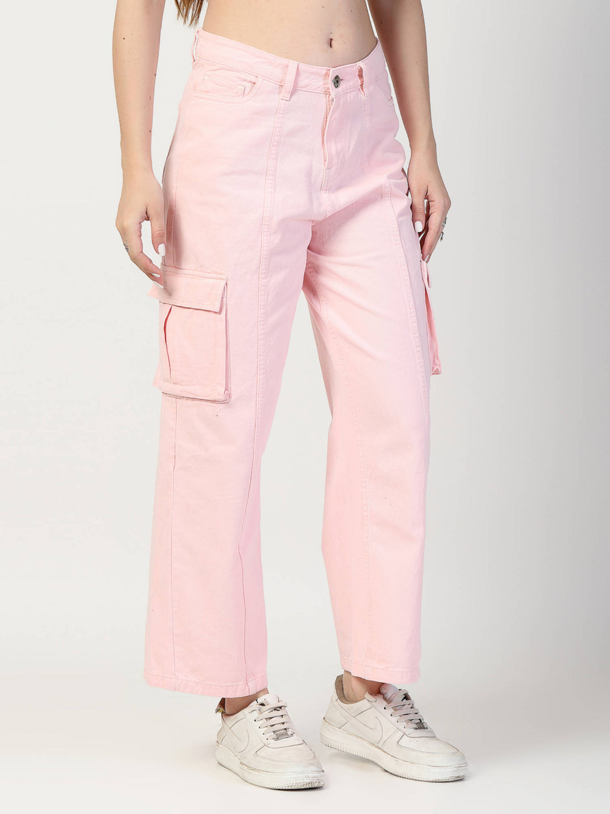 Pink Relaxed Fit Cargo Jeans | RF89 - view 4