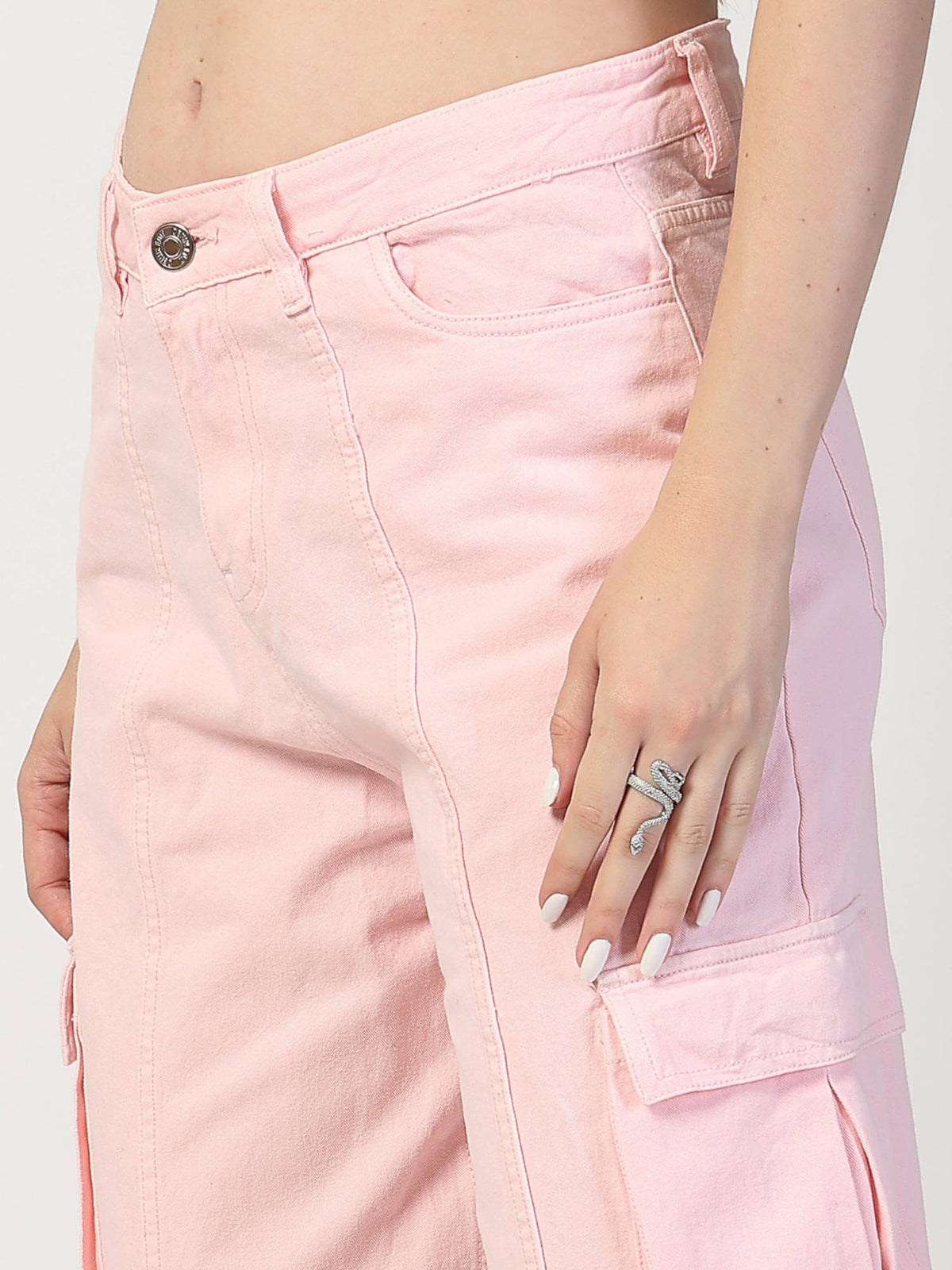 Pink Relaxed Fit Cargo Jeans | RF89 - view 5