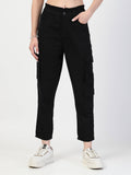 Black Relaxed Fit Cargo Jeans | BG78 - view 1