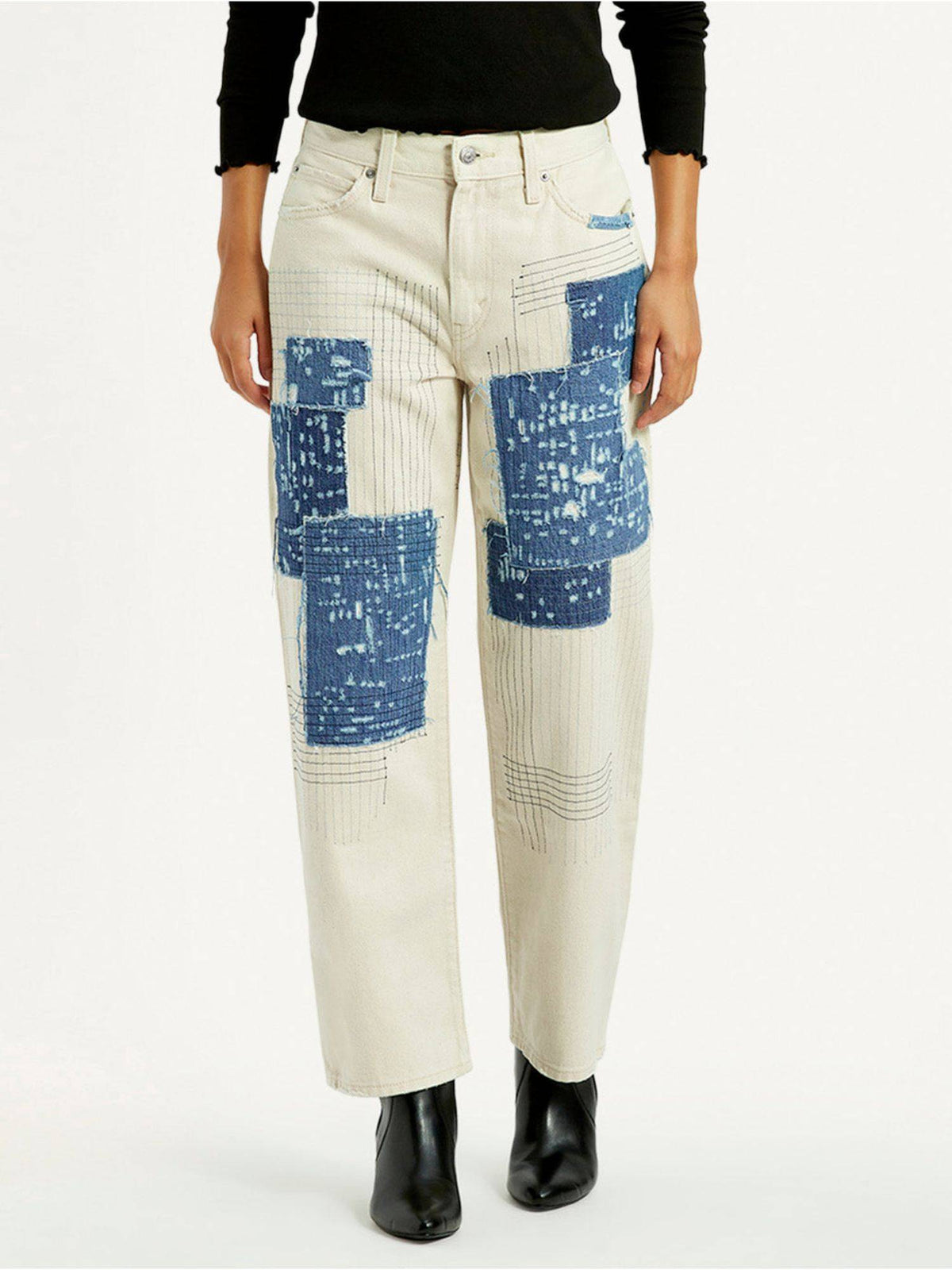 Cream Cotton Button Fly Jeans | BG78 - view 1
