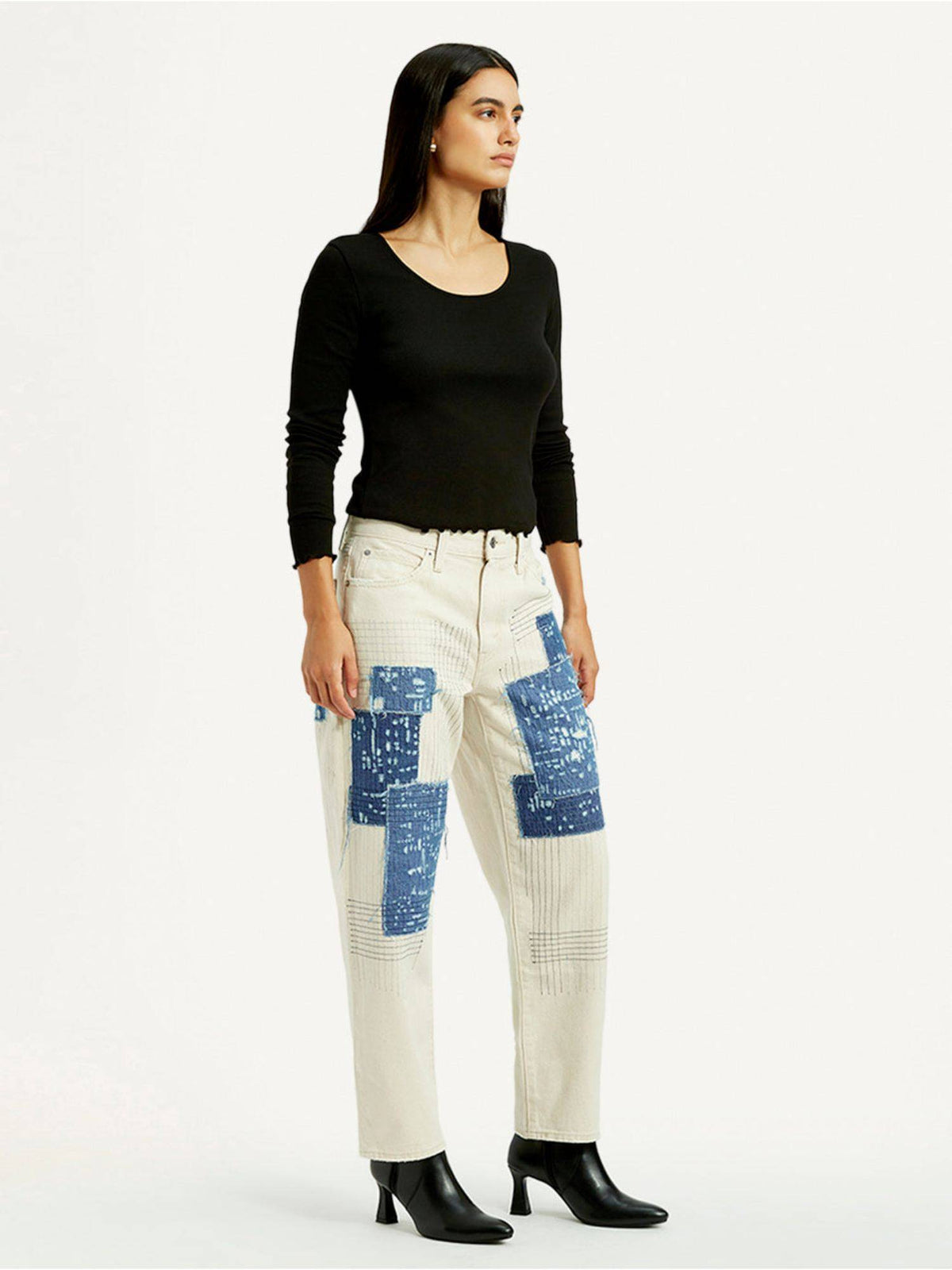 Cream Cotton Button Fly Jeans | BG78 - view 4