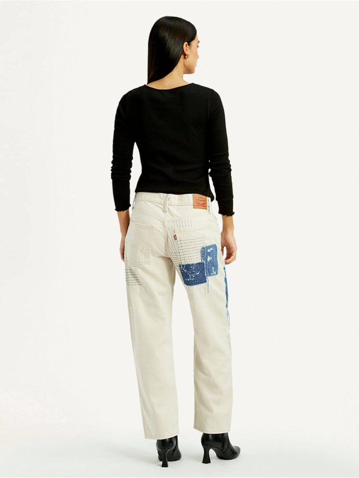 Cream Cotton Button Fly Jeans | BG78 - view 5