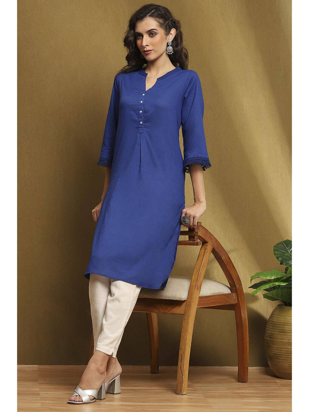 Womens Pink Cotton Blend Straight Kurta | KDG - view 13