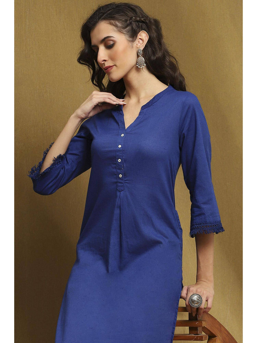 Womens Pink Cotton Blend Straight Kurta | KDG - view 14