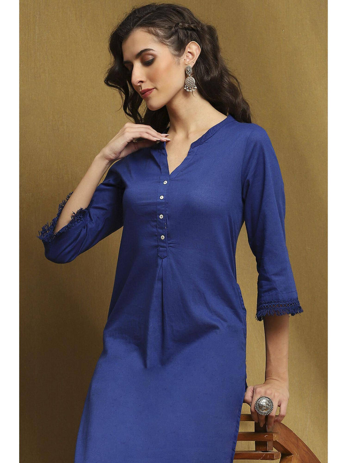 Womens Pink Cotton Blend Straight Kurta | KDG - view 14