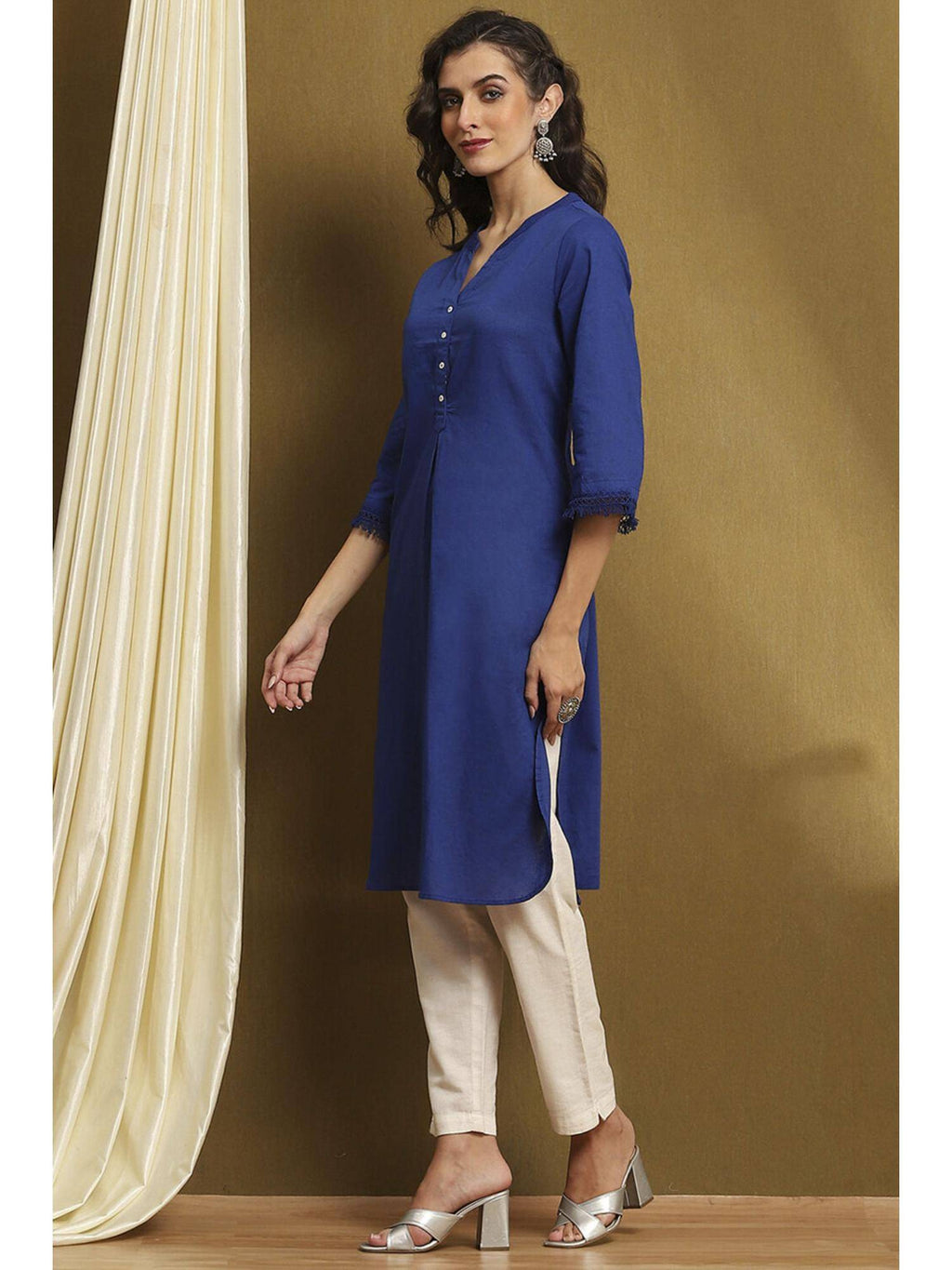 Womens Pink Cotton Blend Straight Kurta | KDG - view 15