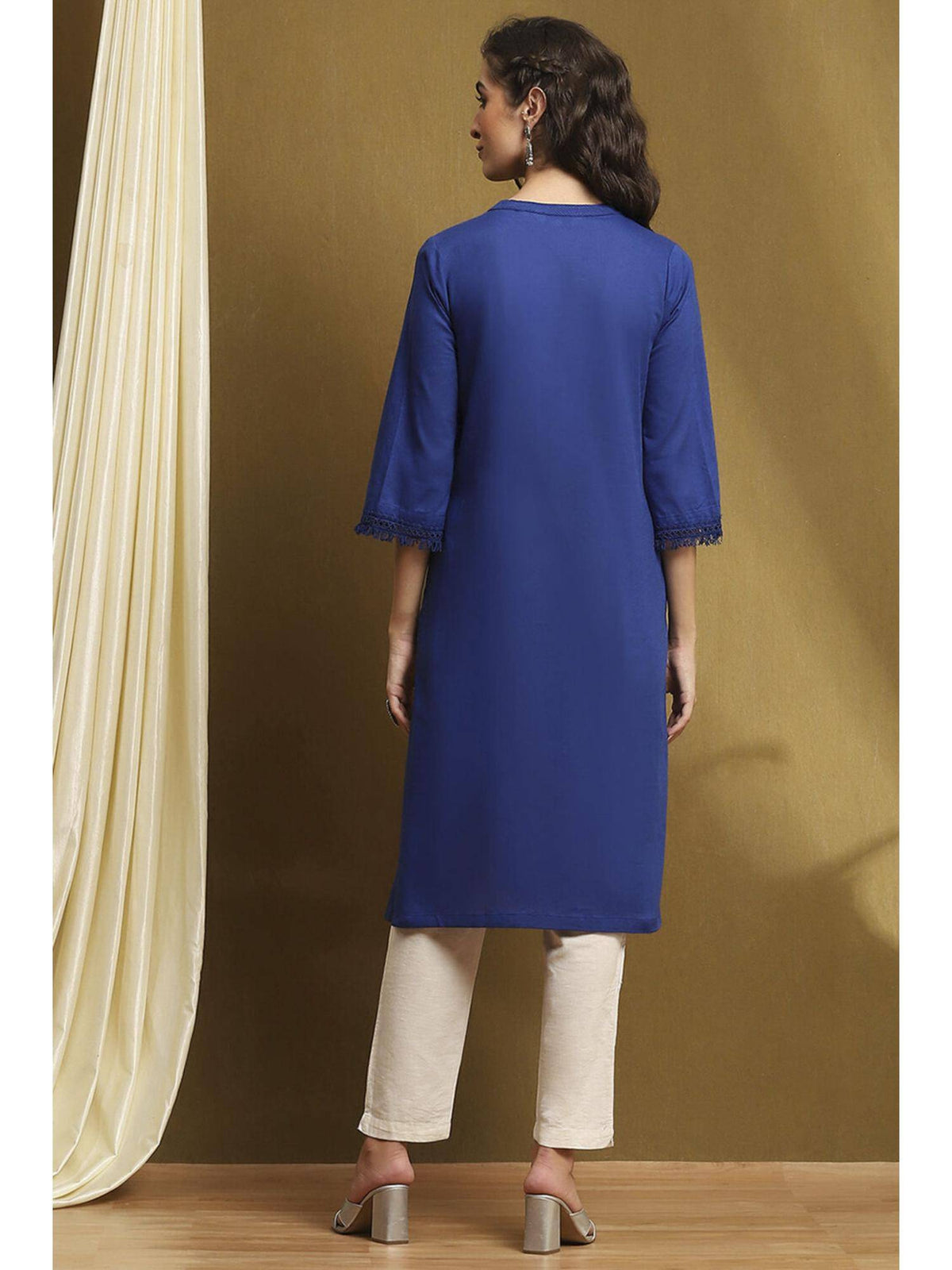 Womens Pink Cotton Blend Straight Kurta | KDG - view 16