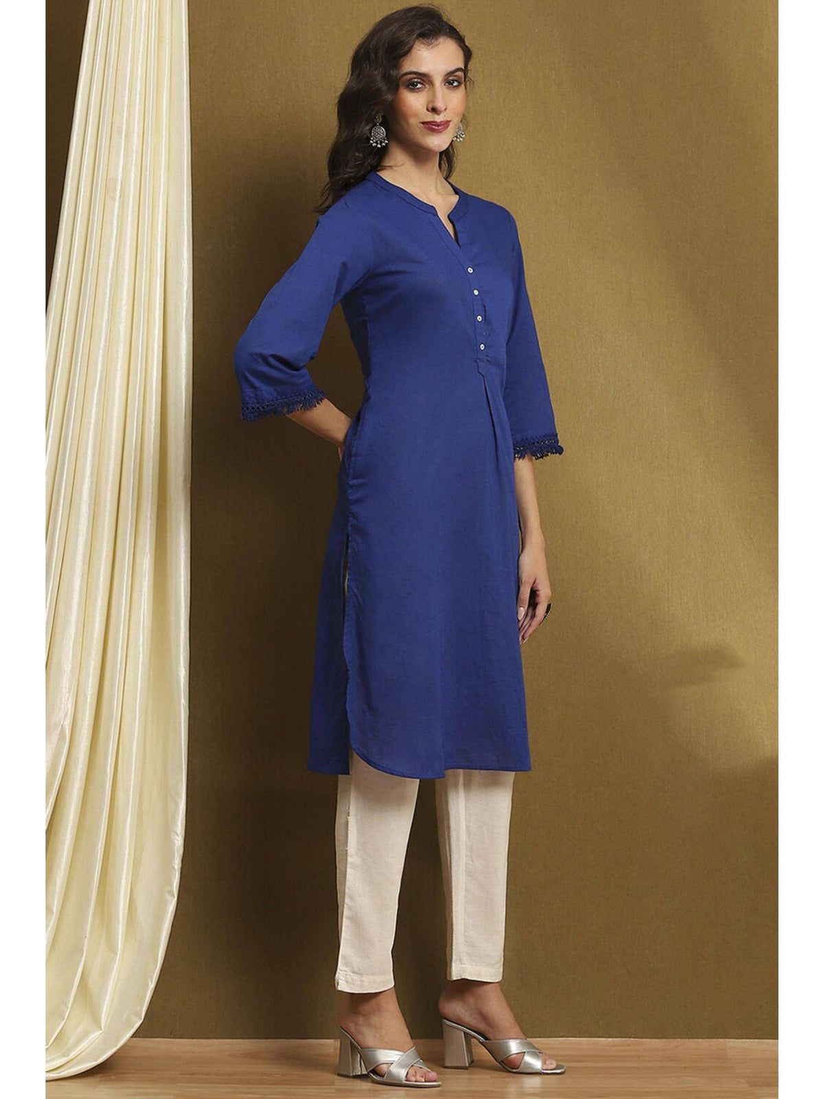 Womens Pink Cotton Blend Straight Kurta | KDG - view 17