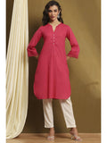 Womens Pink Cotton Blend Straight Kurta | KDG - view 1